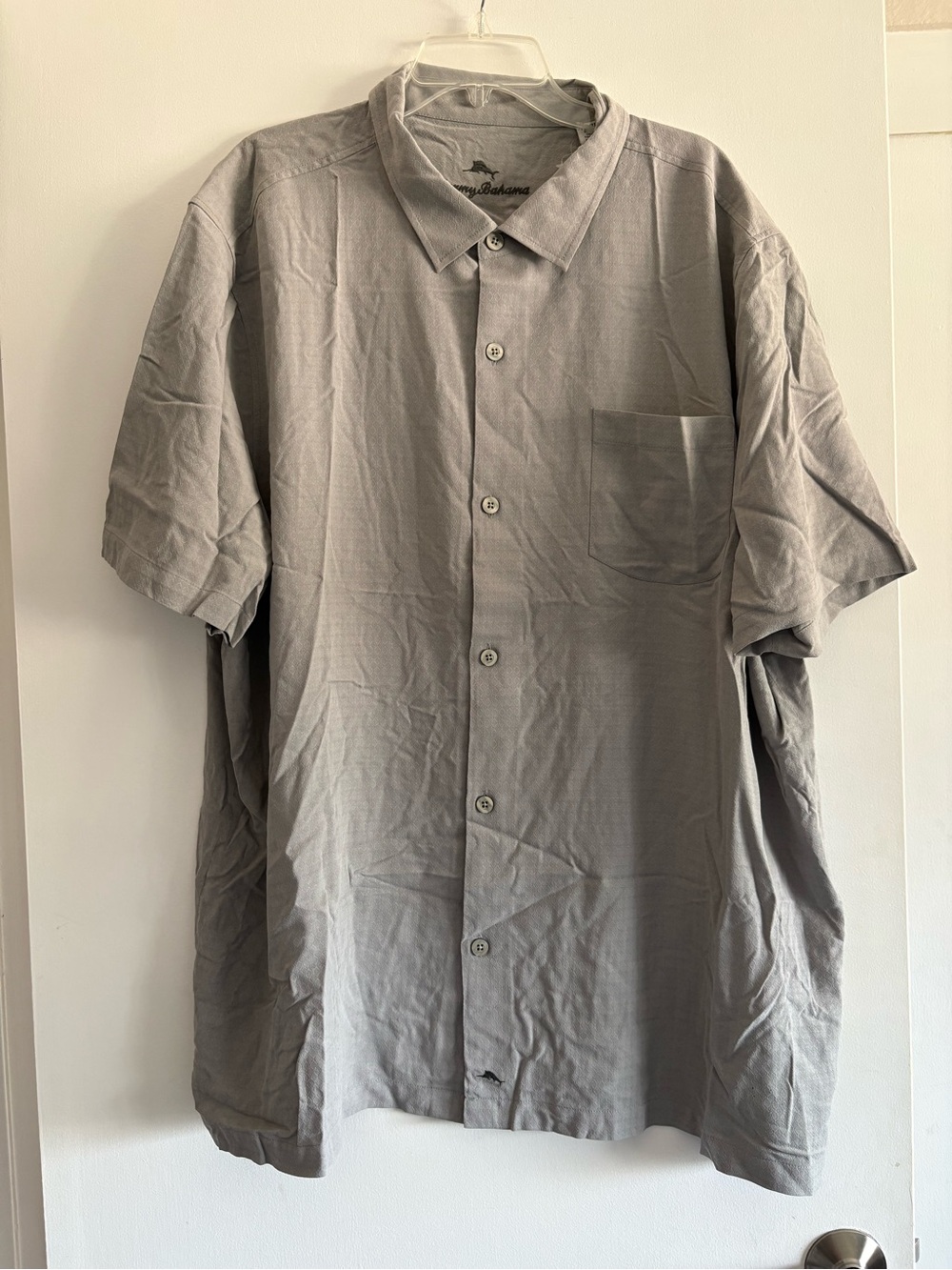 Tommy Bahama Short Sleeve Button-Down 3XL Shirt - Light Gray